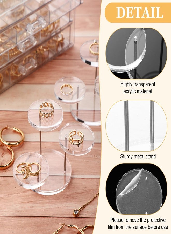 BrightRow 8 Pack Round Acrylic Display Riser Stands for Small Items 3 Tier Jewelry Display Stands Clear Round Riser for Small Items Crystal Jewelry Rings Earrings Mini Figurines - Image 5